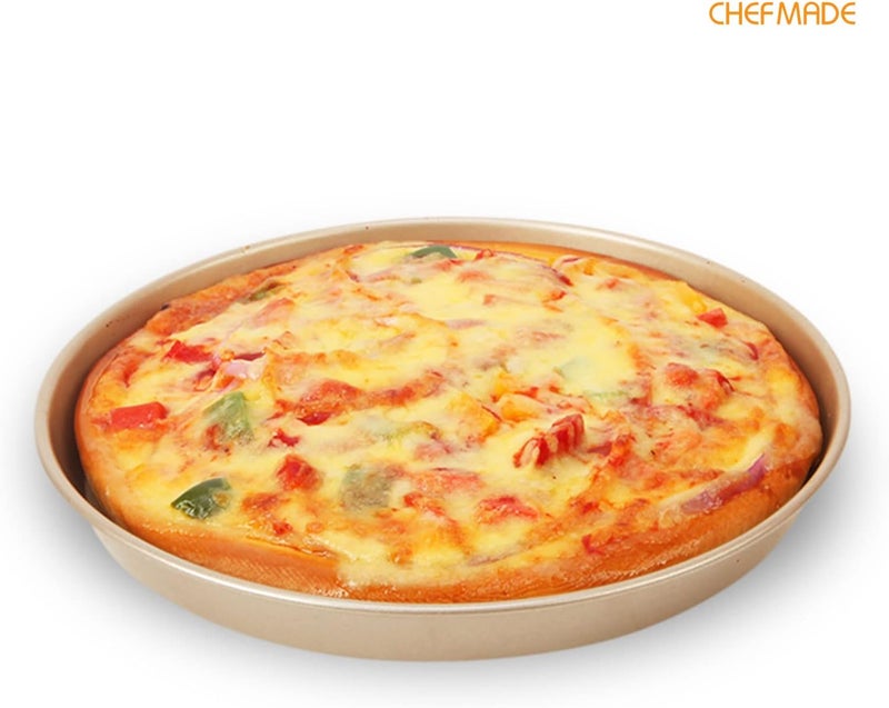 شيف ميد صينية بيتزا من CHEFMADE، مقاس 9 بوصة، غير لاصقة، مثالية لخبز البيتزا في الفرن (لون ذهب الشامبانيا). - Image 5