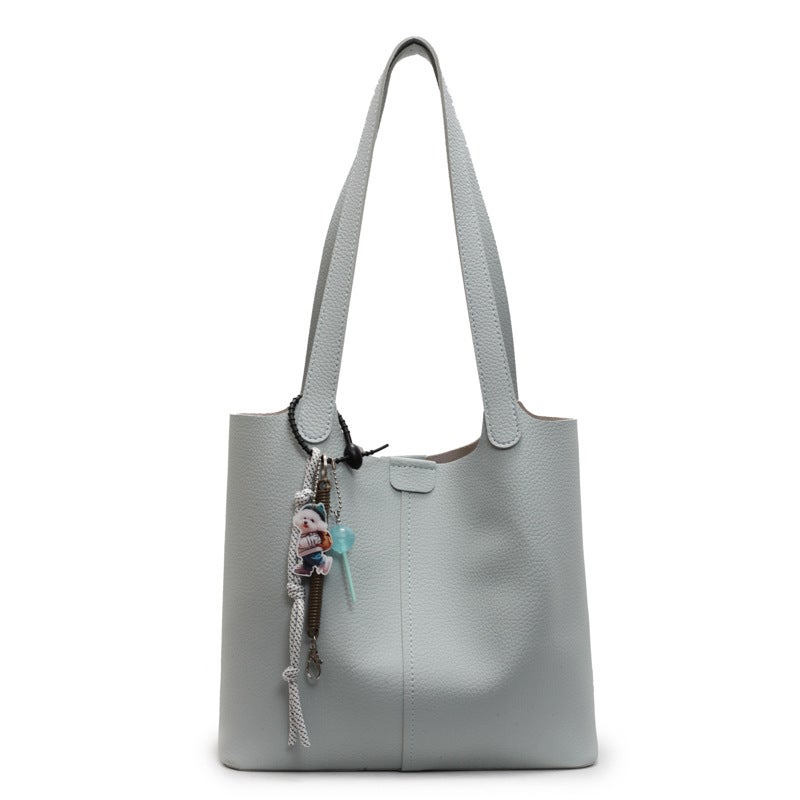 Fashion New Korean Style Trendy Niche Design Soft Leather Shoulder Bag Tote Bag Large Bag Portable Large Capacity Mother-In-Law Bag - Image 1