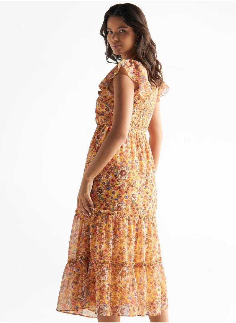 FAV Floral Print Tiered Dress