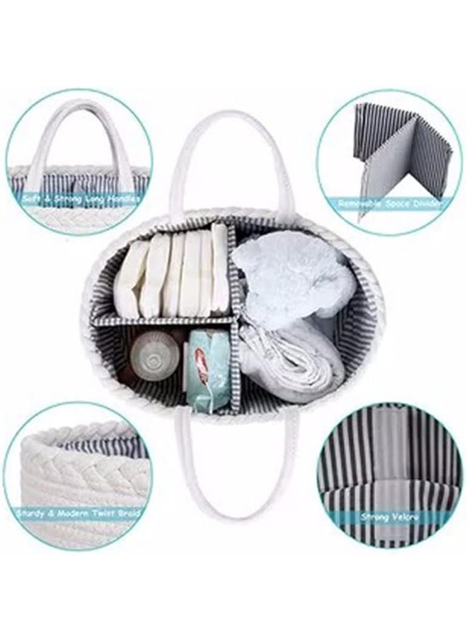 WINEENEE Cotton Rope Diaper Caddy Organizer Foldable And Portable Storage Basket New Born Baby Nappy Diaper Toy Books Storage Gift Basket  - Image 2