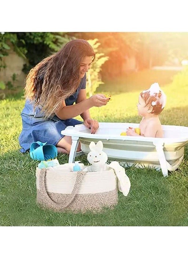 WINEENEE Cotton Rope Diaper Caddy Organizer Foldable And Portable Storage Basket New Born Baby Nappy Diaper Toy Books Storage Gift Basket  - Image 5