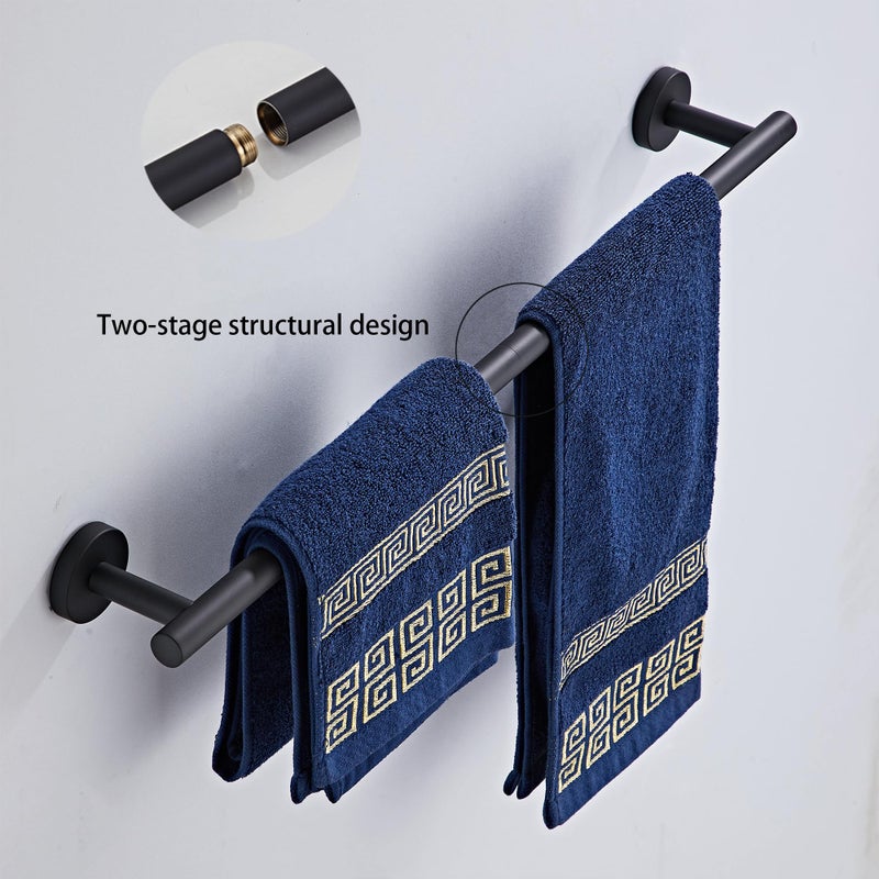 KUUBTH Matte Black Bathroom Hardware Set 5 Piece with Towel Racks for Bathroom  SUS304 Stainless Steel Bath Towel Bar Set  24 Inch Wall Mounted Accessories Kit - Image 3