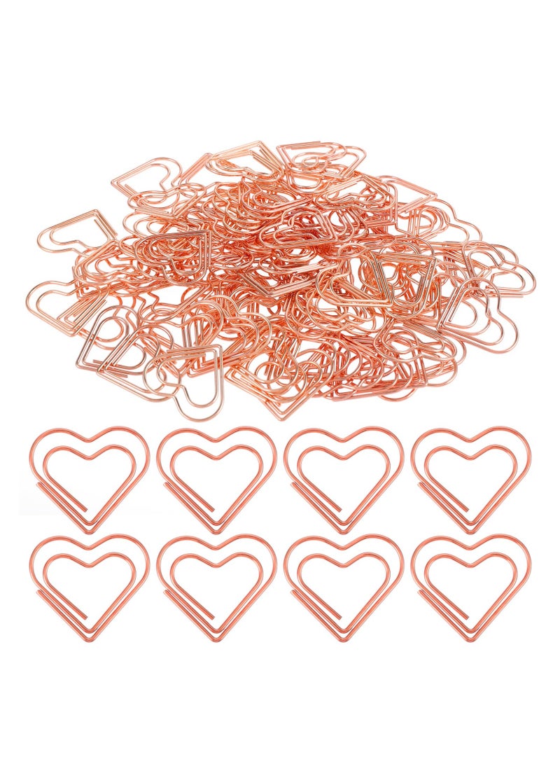 Rose Gold Heart Paper Clips 100Pcs Versatile Craft and Office Supplies for Wedding Scrapbooking Document Organizing Kids and Women - Image 1