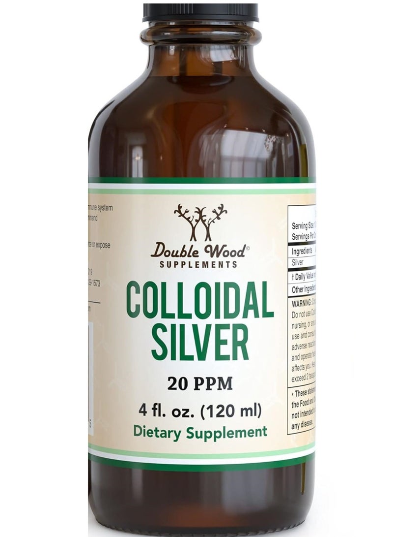 Double Wood Supplements Colloidal Silver Liquid 20 PPM - 4 Fl OZ - Image 1