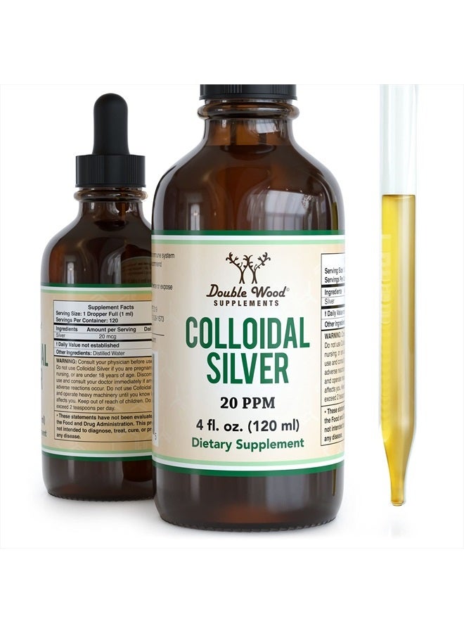 Double Wood Supplements Colloidal Silver Liquid 20 PPM - 4 Fl OZ - Image 3