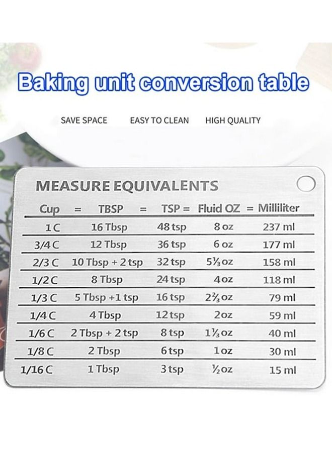 Professional Measurement Refrigerator Magnet,Stainless Steel  Fridge Magnet Conversion Chart For Kitchen - Image 2