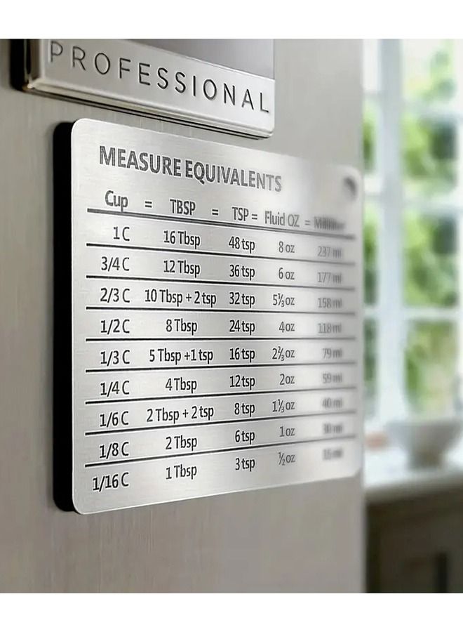 Professional Measurement Refrigerator Magnet,Stainless Steel  Fridge Magnet Conversion Chart For Kitchen - Image 3