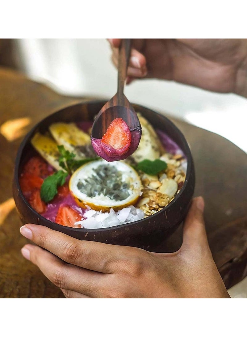 Zikra Natural Coconut Bowls and Spoons Acai Smoothie Bowl Noodle Ramen Eco Friendly Sustainable Lightweight Durable Easy Clean 2 Set - Image 3