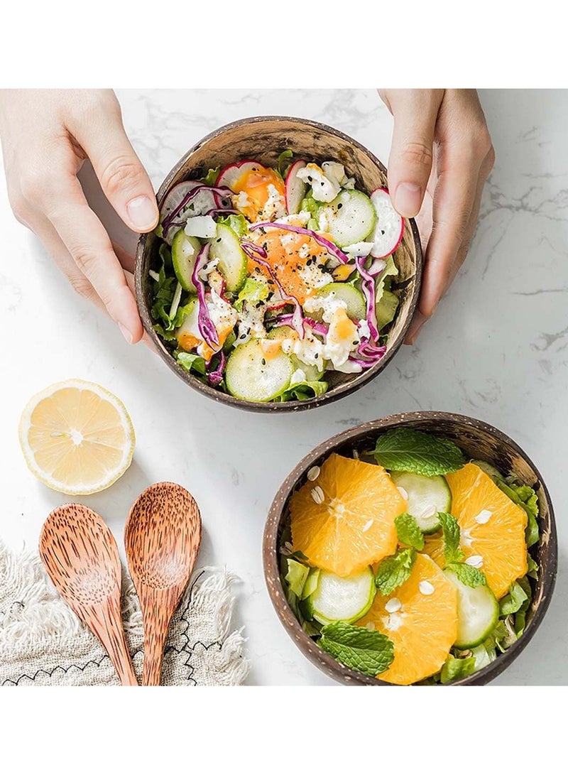 Zikra Natural Coconut Bowls and Spoons Acai Smoothie Bowl Noodle Ramen Eco Friendly Sustainable Lightweight Durable Easy Clean 2 Set - Image 5