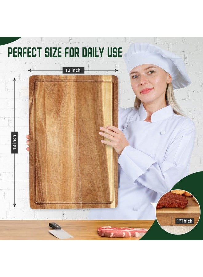 GAOMON XL Cutting Board, 18x12 Large Acacia Wooden Cutting Board for Kitchen, Edge Grain Wood Chopping Board with Juice Groove and Handles, Pre-Oiled Carving Tray for Meat & Cheese - Image 2