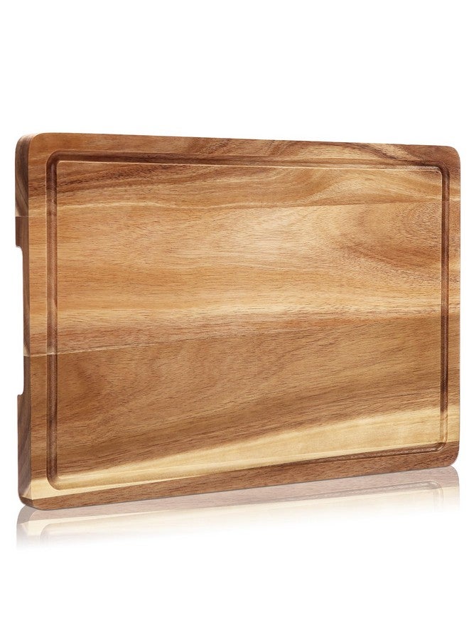 GAOMON XL Cutting Board, 18x12 Large Acacia Wooden Cutting Board for Kitchen, Edge Grain Wood Chopping Board with Juice Groove and Handles, Pre-Oiled Carving Tray for Meat & Cheese - Image 1