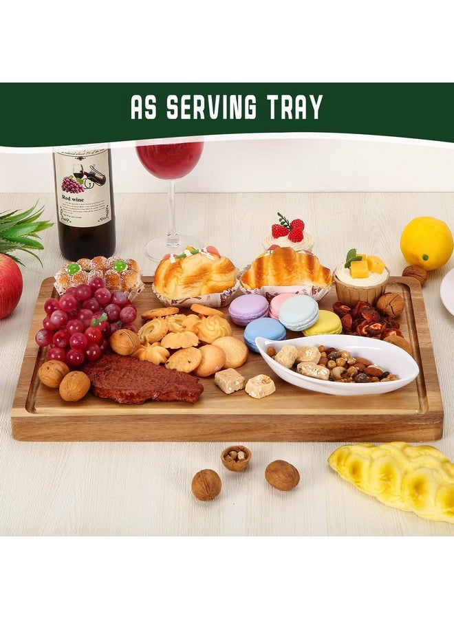 GAOMON XL Cutting Board, 18x12 Large Acacia Wooden Cutting Board for Kitchen, Edge Grain Wood Chopping Board with Juice Groove and Handles, Pre-Oiled Carving Tray for Meat & Cheese - Image 4