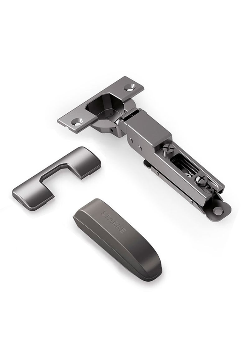 STARKE Pack of 2 Half Overlay Soft Close Cabinet Wingless Hinge -Black Electroplated, 95 Degree Opening Angle, 16-25mm Application, Strong Hydraulic System - Grey Protective Cover & Screws included - Image 2