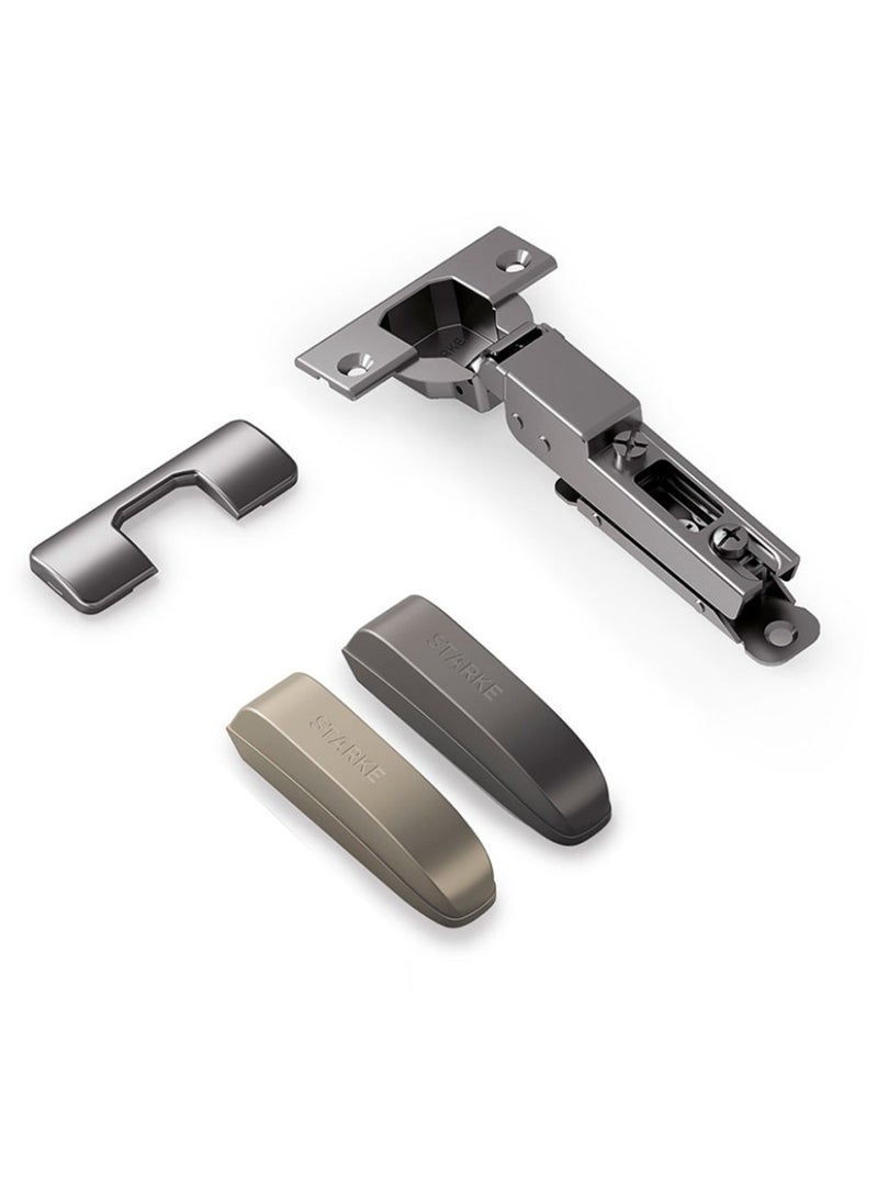 STARKE Pack of 2 Half Overlay Soft Close Cabinet Wingless Hinge -Black Electroplated, 95 Degree Opening Angle, 16-25mm Application, Strong Hydraulic System - Grey Protective Cover & Screws included - Image 3