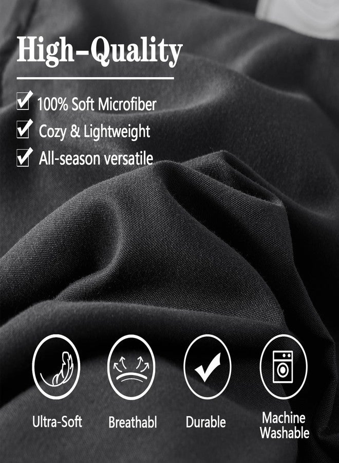 Yogeneg Full Size Comforter Set 7 Piece Bed in a Bag,Grid Pinch Pleat Black Bedding Set,Striped Textured Soft Microfiber Comforter with Sheet Set,All Season Complete Bed Set(Black,Full) - Image 5