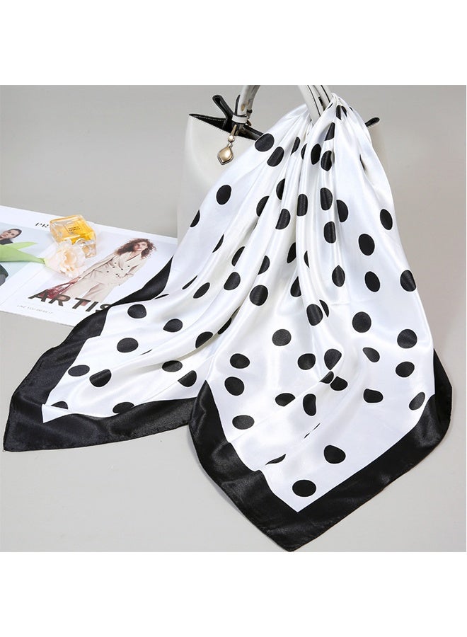 Large Square Satin Headscarves 90x90cm, Polka Dot Silk headscarf for Women, Lightweight Versatile Hair Neck Handbag Accessory, Fashion Gift (Black White) - Image 2