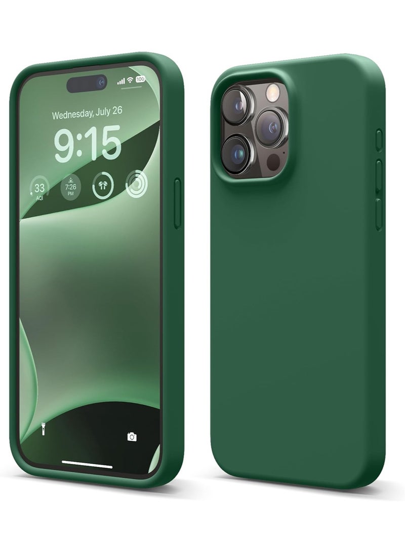 Liquid Silicone for iPhone 15 PRO Case Cover Full Body Protection, Shockproof, Slim, Anti-Scratch Soft Microfiber Lining - Alpine Green