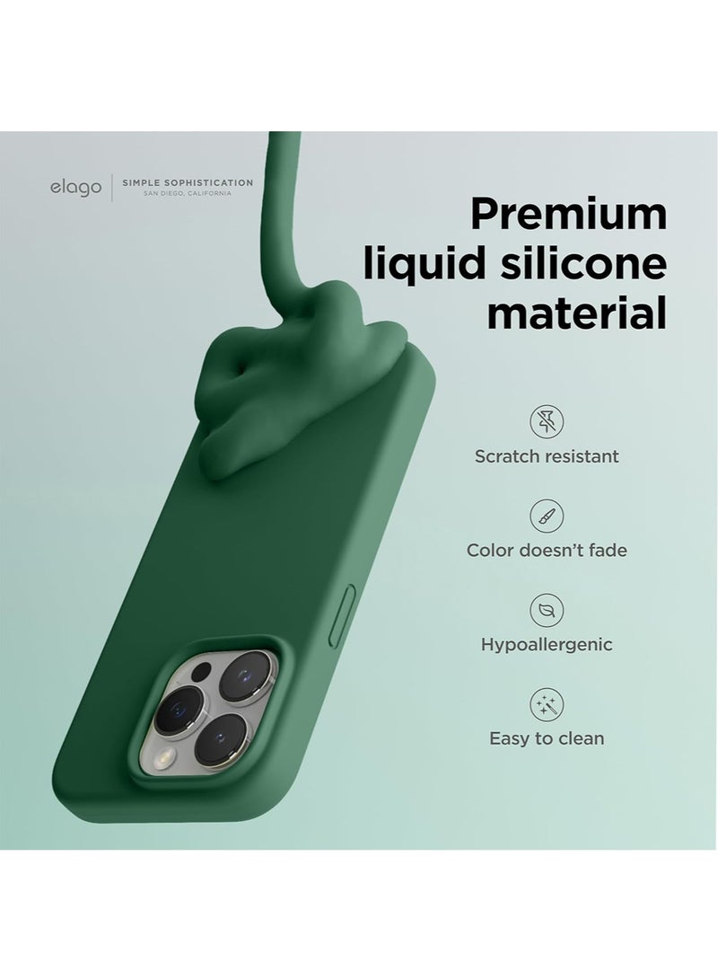 Liquid Silicone for iPhone 15 PRO Case Cover Full Body Protection, Shockproof, Slim, Anti-Scratch Soft Microfiber Lining - Alpine Green