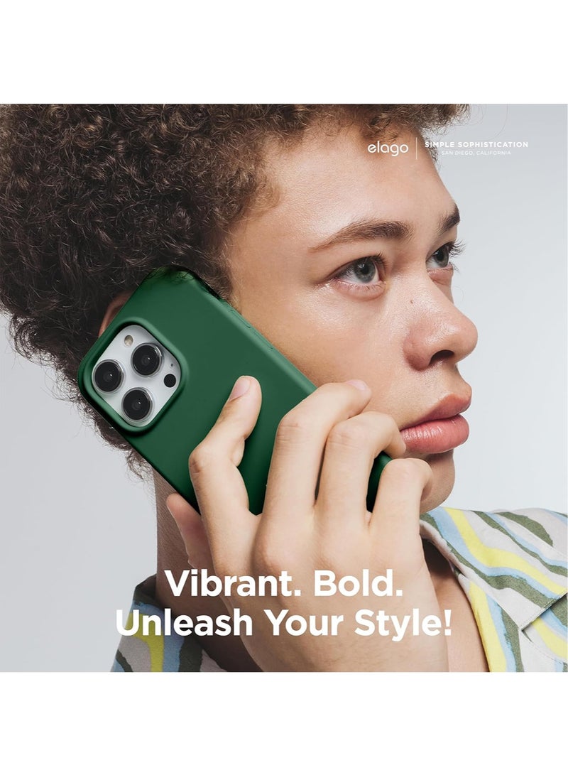 Liquid Silicone for iPhone 15 PRO Case Cover Full Body Protection, Shockproof, Slim, Anti-Scratch Soft Microfiber Lining - Alpine Green