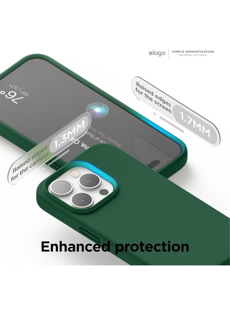 Liquid Silicone for iPhone 15 PRO Case Cover Full Body Protection, Shockproof, Slim, Anti-Scratch Soft Microfiber Lining - Alpine Green