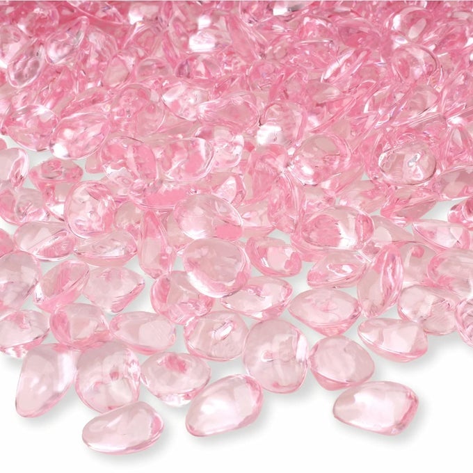 370 PCS 16MM CLEAR ACRYLIC STONES TABLE SCATTERING WEDDING BRIDAL BABY SHOWER PARTY DECORATIONS VASE FILLERS CUTE IRREGULAR ROCKS ALMOND SHAPE SOFT PINK
