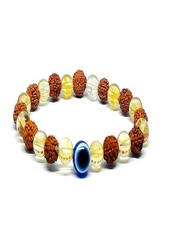 Sukhad Rudraksha & Sphatik Crystal Bracelet for Men & Women | Natural Rudraksha Bead with Clear Crystal Healing Bracelet | Spiritual Protection Meditation - Image 1