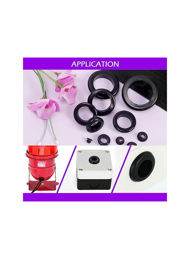 promass 140Pcs Black Rubber Grommet Assortment Kit, 8 Sizes Eyelet Ring Gasket, Single Sided Round Firewall Hole Plugs Approx 2/13" 1/5" 5/16" 3/8" 1/2" 3/4" 13/16" 1" Drill Hole for Wiring, Boat - Image 5