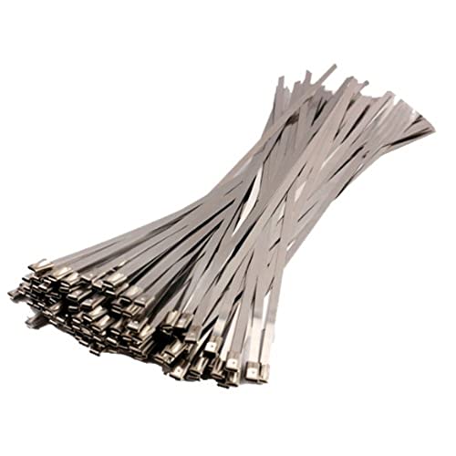 Vktech 100pcs 11.8 Inches Stainless Steel Exhaust Wrap Coated Locking Cable Zip Ties - Image 3