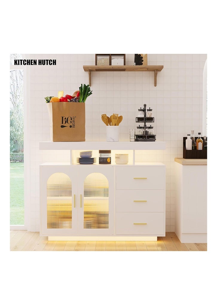 keke Dystler Coffee Bar Cabinet with Storage, Sideboard 3 Drawers & 2 Doors Storage Table for Kitchen Dining - Image 4