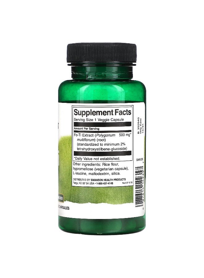 Swanson, Fo-Ti (He-Shou-Wu), 500 mg, 60 Veggie Capsules - Image 2