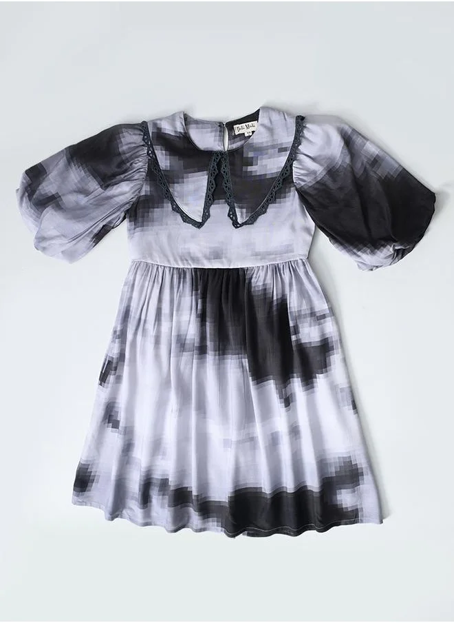 BELLA MODA Bella Moda Printed Balloon Sleeves Knee-Length Dress