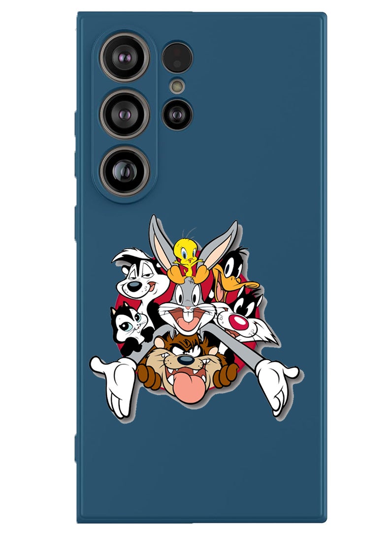Theodor Protective Slim Fit Case Liquid Silicone Cover with Full Body Protection Anti-Scratch Shockproof Case For Samsung Galaxy S25 Ultra (Blue) - Looney Tunes - Image 1