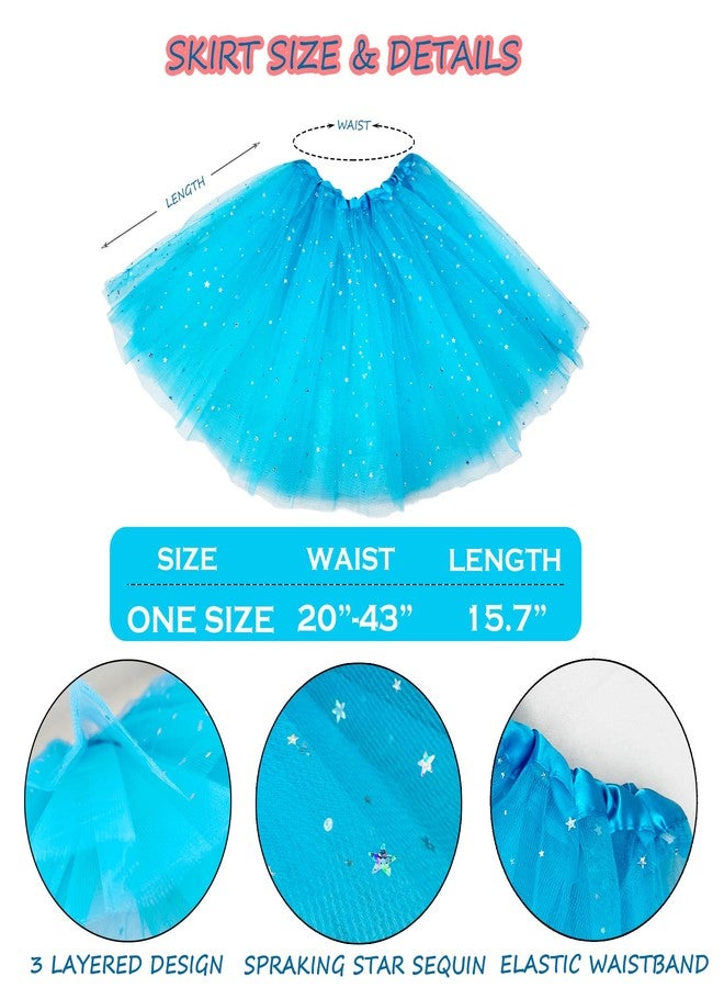 Popuid Girls Blue World Book Day Costume - Youth Kids Fuzzy Headband, Tutu & Dress Up Kits, 100th Day of School, Spirit Day Halloween Cosplay (Blue) - Image 2
