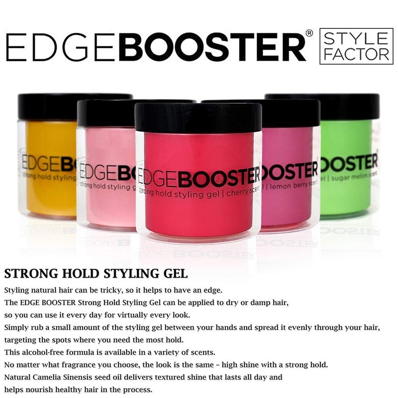 Style Factor EDGE BOOSTERÂ® Strong Hold Styling Gel | Alcohol-Free Hair Gel with Camellia Sinensis Seed Oil for Curly, Wavy & Sleek Styles | Frizz Control, Long-Lasting and Flexible Hold (16.9oz) - Image 2