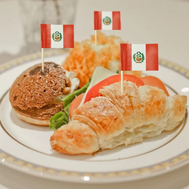 mflagperft Peru Flag Peruvian Small Toothpick Flag Decor Mini Cupcake Toppers Cocktail Food Flags Decorations (100 pcs) - Image 4