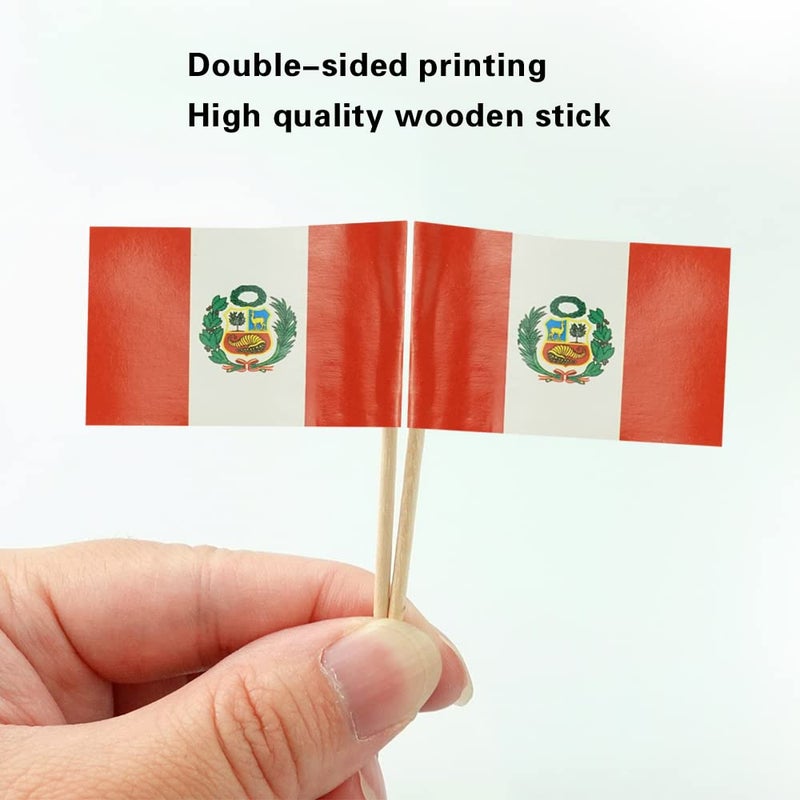 mflagperft Peru Flag Peruvian Small Toothpick Flag Decor Mini Cupcake Toppers Cocktail Food Flags Decorations (100 pcs) - Image 3