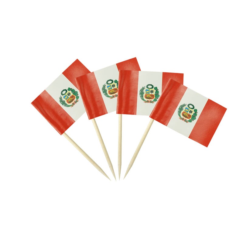 mflagperft Peru Flag Peruvian Small Toothpick Flag Decor Mini Cupcake Toppers Cocktail Food Flags Decorations (100 pcs) - Image 1