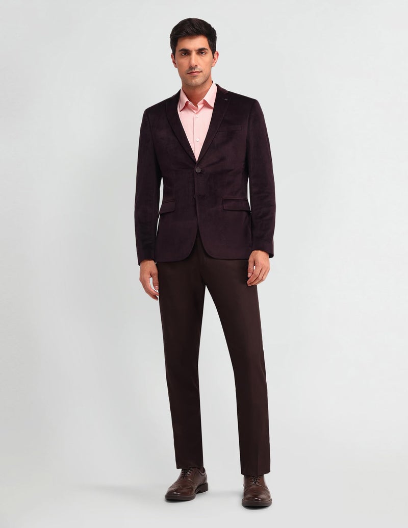 Arrow Men's Red Textured Notch Collar Long Sleeve Formal Polyester Slim Fit Blazer (ARAIBZ5041_Red_40) - Image 3