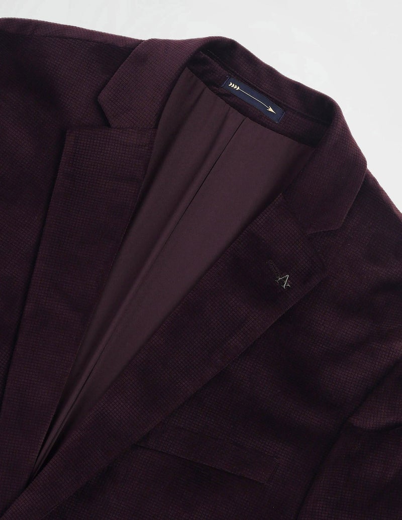 Arrow Men's Red Textured Notch Collar Long Sleeve Formal Polyester Slim Fit Blazer (ARAIBZ5041_Red_40) - Image 2