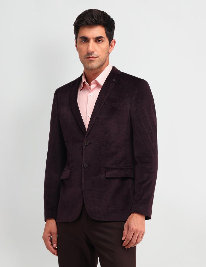 Arrow Men's Red Textured Notch Collar Long Sleeve Formal Polyester Slim Fit Blazer (ARAIBZ5041_Red_40) - Image 4