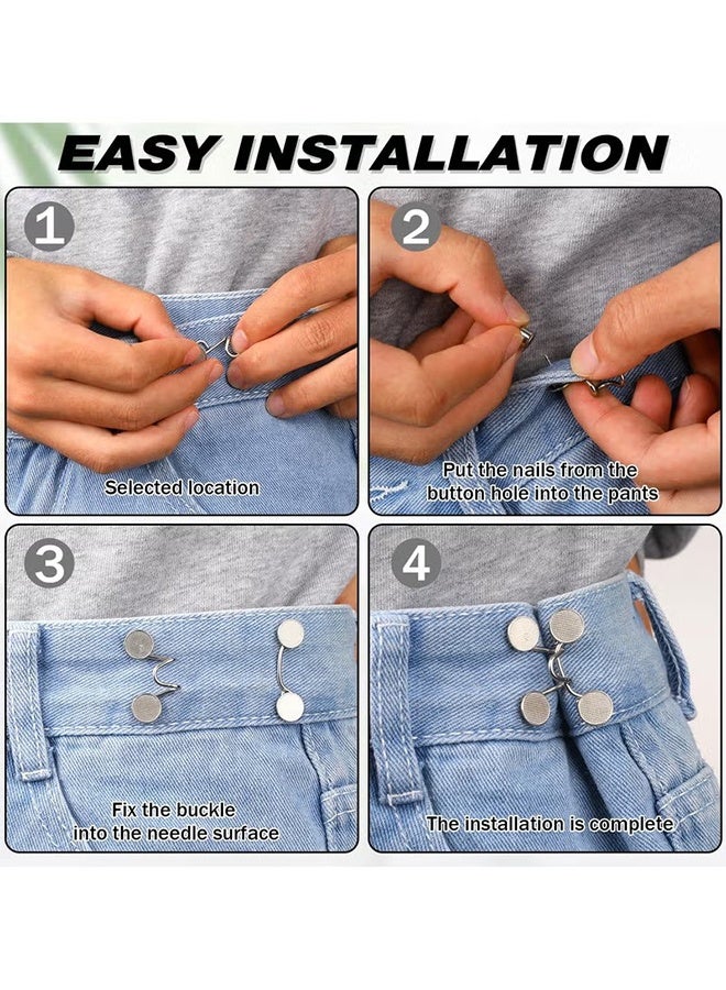 24 Pieces Detachable and Reusable Pant Waist Tightener - No Sewing Required, Adjustable Waist Buckle Extender for Loose Jeans (4 Set) - Image 3