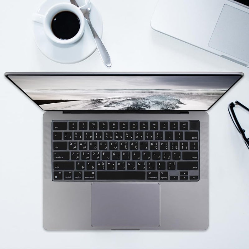 MasiBloom غطاء لوحة المفاتيح السيليكوني لجهاز MacBook Air مقاس 15 بوصة بشريحة M2 (A2941) و13.6 بوصة (A2681) الذي تم إصداره في عامي 2022 و2023، مع شاشة Liquid Retina وTouch ID، ملحق حماية بتخطيط أمريكي (عربي) - Image 5