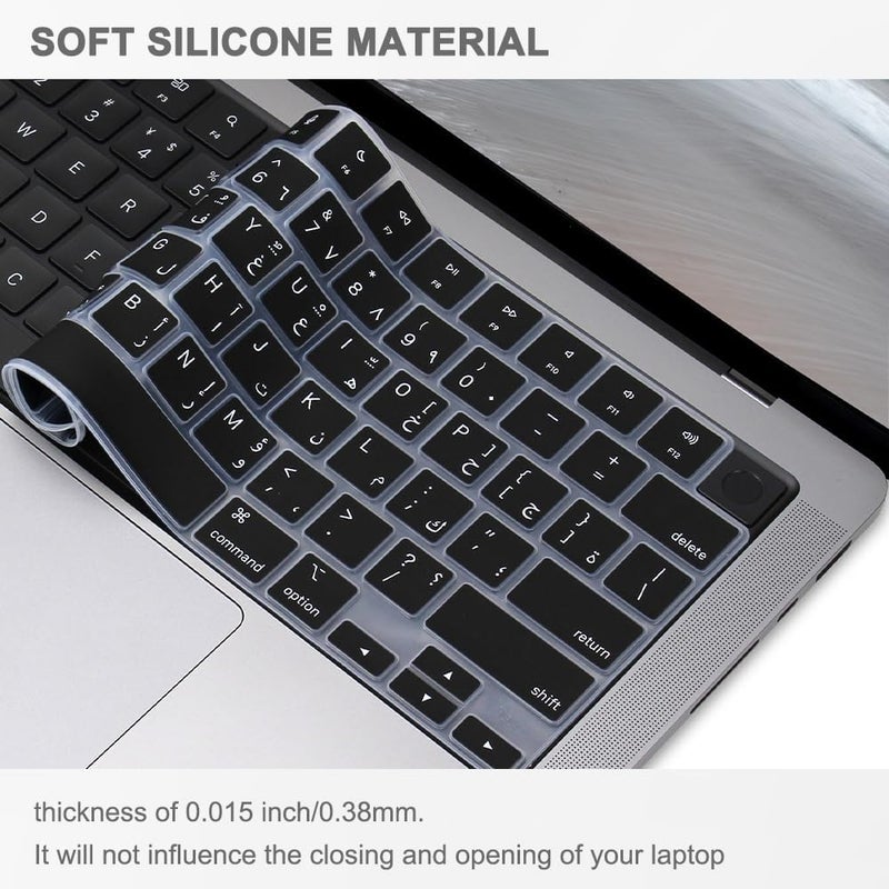 MasiBloom غطاء لوحة المفاتيح السيليكوني لجهاز MacBook Air مقاس 15 بوصة بشريحة M2 (A2941) و13.6 بوصة (A2681) الذي تم إصداره في عامي 2022 و2023، مع شاشة Liquid Retina وTouch ID، ملحق حماية بتخطيط أمريكي (عربي) - Image 4