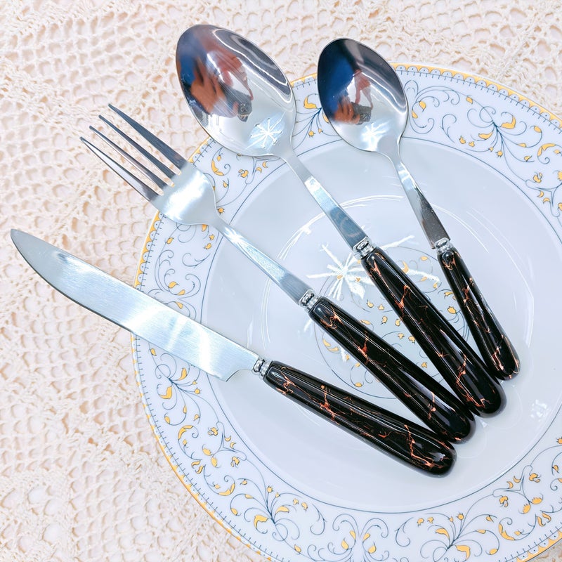 4 Green Pieces Stainless Steel Cutlery Set Ceramic Handle Knife Fork Spoon Dessert Spoon Home Restaurant Kitchen Daily Dining Party Holiday Gatherings - Image 2