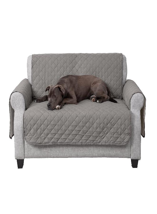 Furhaven Water-Resistant & Reversible Loveseat Cover Protector for Dogs, Cats, & Children - Two-Tone Pinsonic Quilted Living Room Furniture Cover - Gray/Mist, Loveseat - Image 4