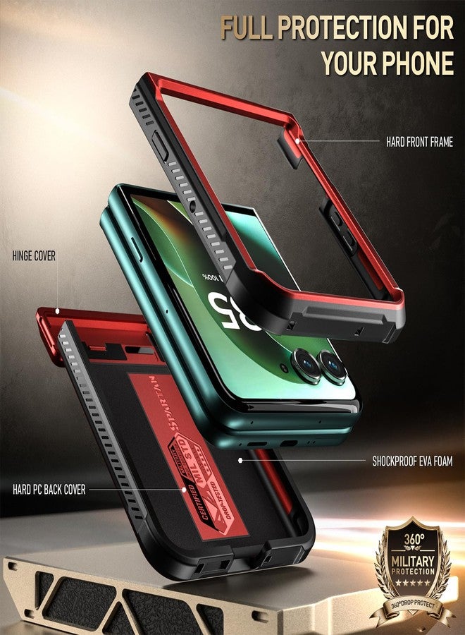Poetic Spartan Case for Motorola Moto Razr 60 Ultra 2025,[Kickstand][Hinge Protection][20FT Mil-Grade Drop Tested], Full-Body Rugged Shockproof Protective Cover with Kickstand, Metallic Red - Image 3