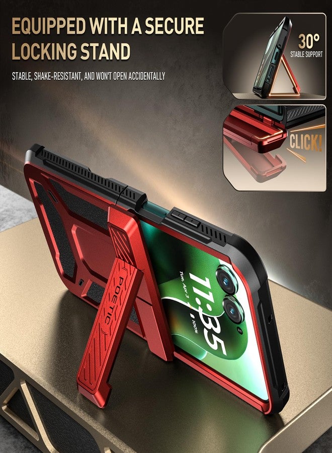 Poetic Spartan Case for Motorola Moto Razr 60 Ultra 2025,[Kickstand][Hinge Protection][20FT Mil-Grade Drop Tested], Full-Body Rugged Shockproof Protective Cover with Kickstand, Metallic Red - Image 4