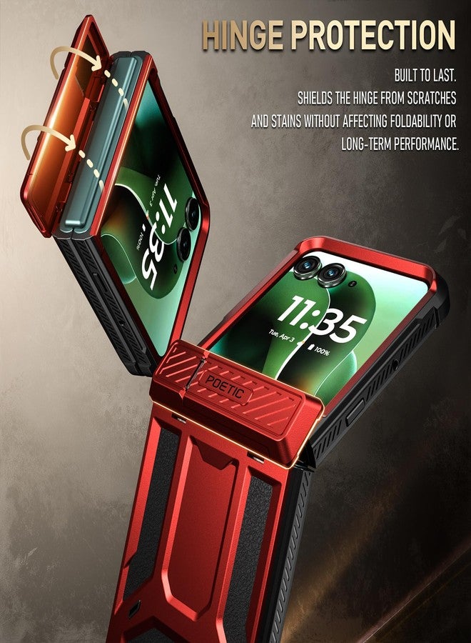Poetic Spartan Case for Motorola Moto Razr 60 Ultra 2025,[Kickstand][Hinge Protection][20FT Mil-Grade Drop Tested], Full-Body Rugged Shockproof Protective Cover with Kickstand, Metallic Red - Image 5