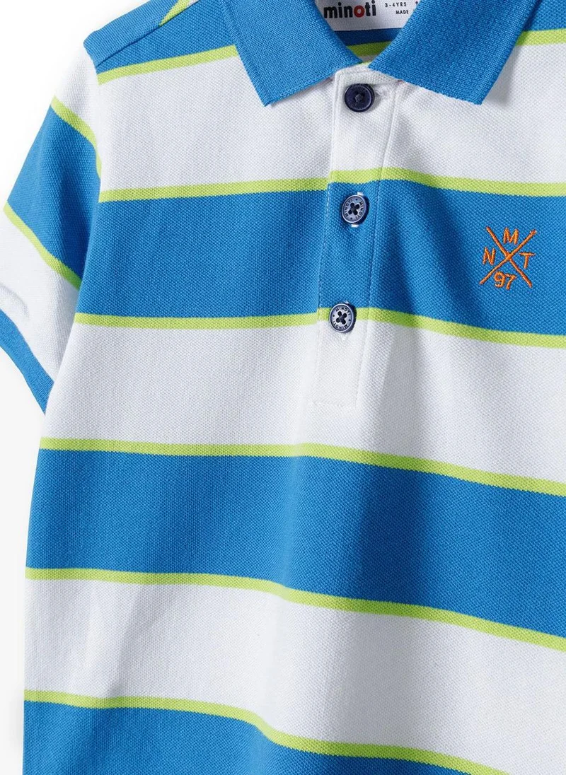 MINOTI Teen Polo Shirt with Short Sleeves and Button Placket