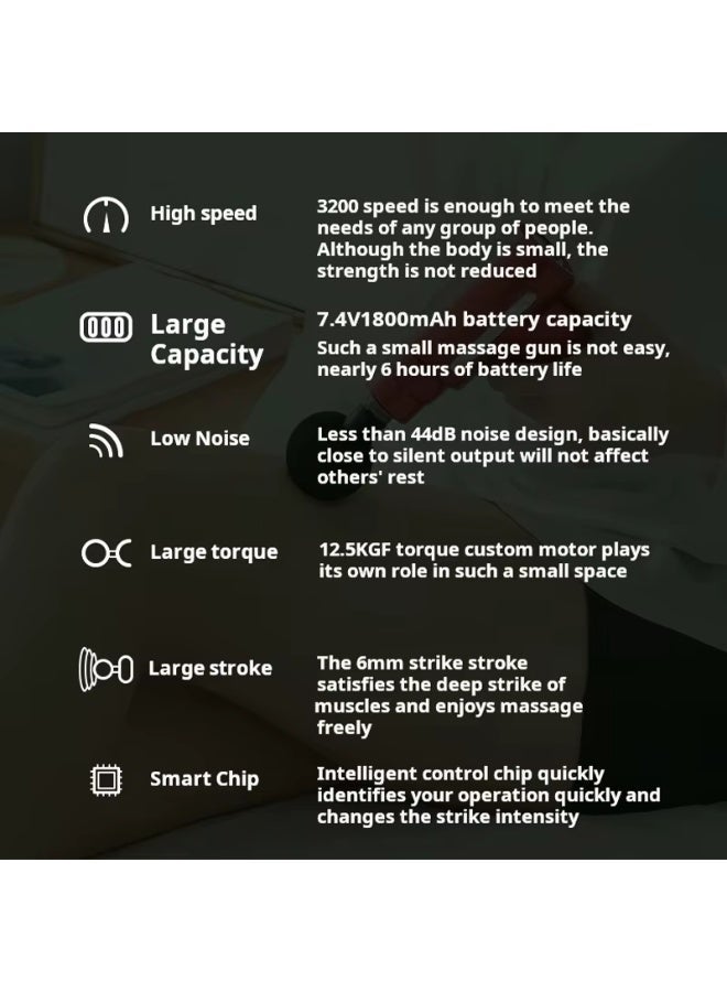 مسدس تدليك عضلات محمول - خفيف الوزن متعدد الرؤوس - Image 5